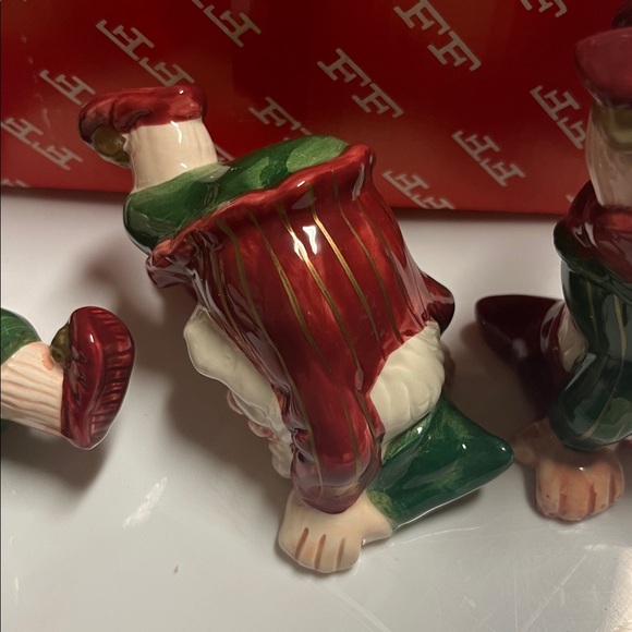 3 pc Vintage Fitz and Floyd "Old World" Christmas Elves Tumbling hand painted - Picture 3 of 8